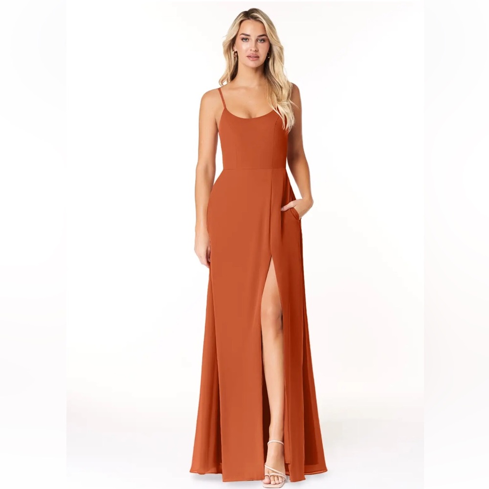 AZAZIE x Kendall + Kylie Burnt Orange Cowl Scoop Chiffon Mermaid Dress Women’s 8